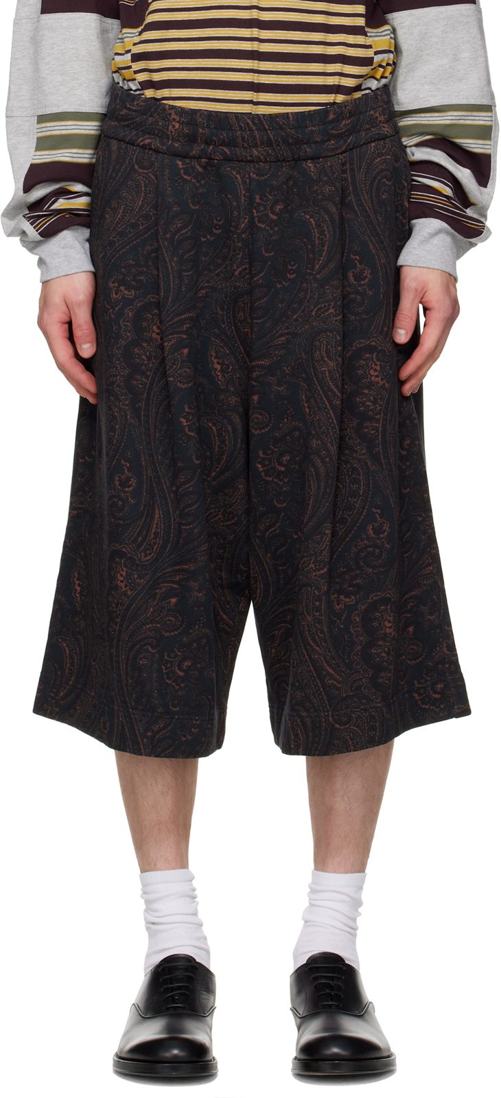 Navy Paisley Shorts 262358M193002