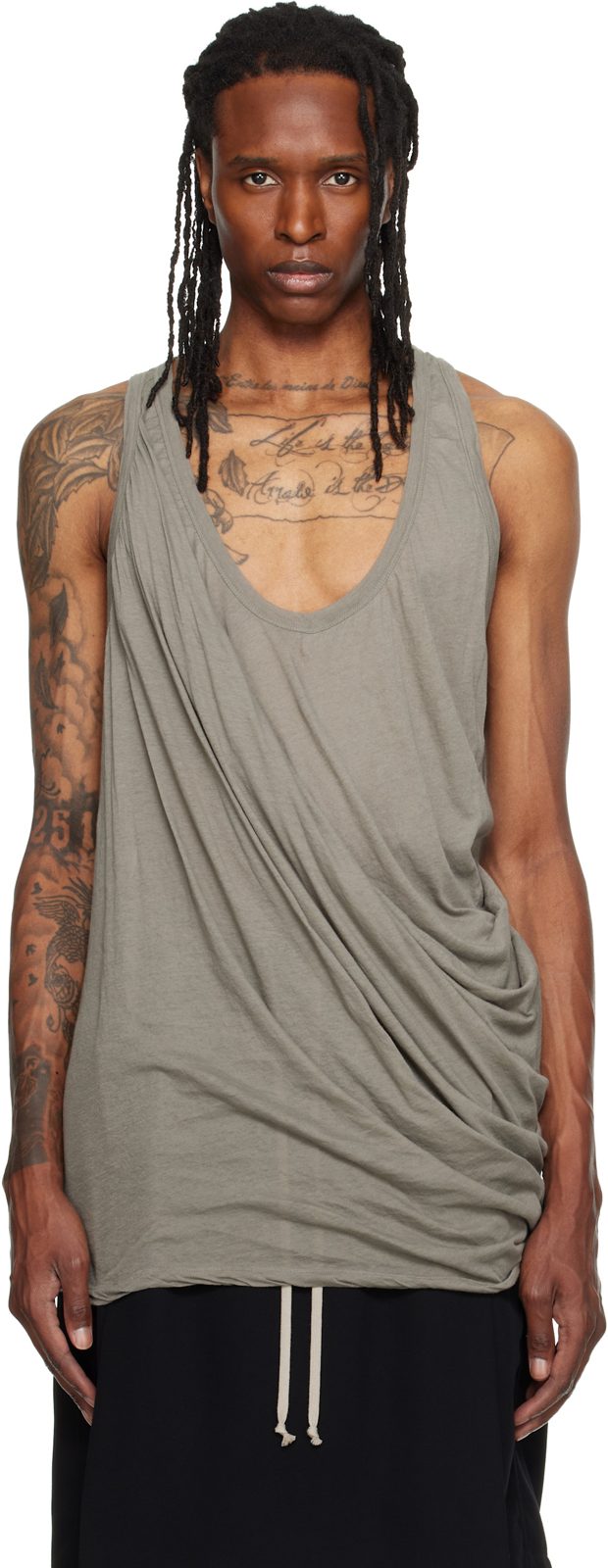 Taupe Tower Draped Pony Tank Top 262232M214004