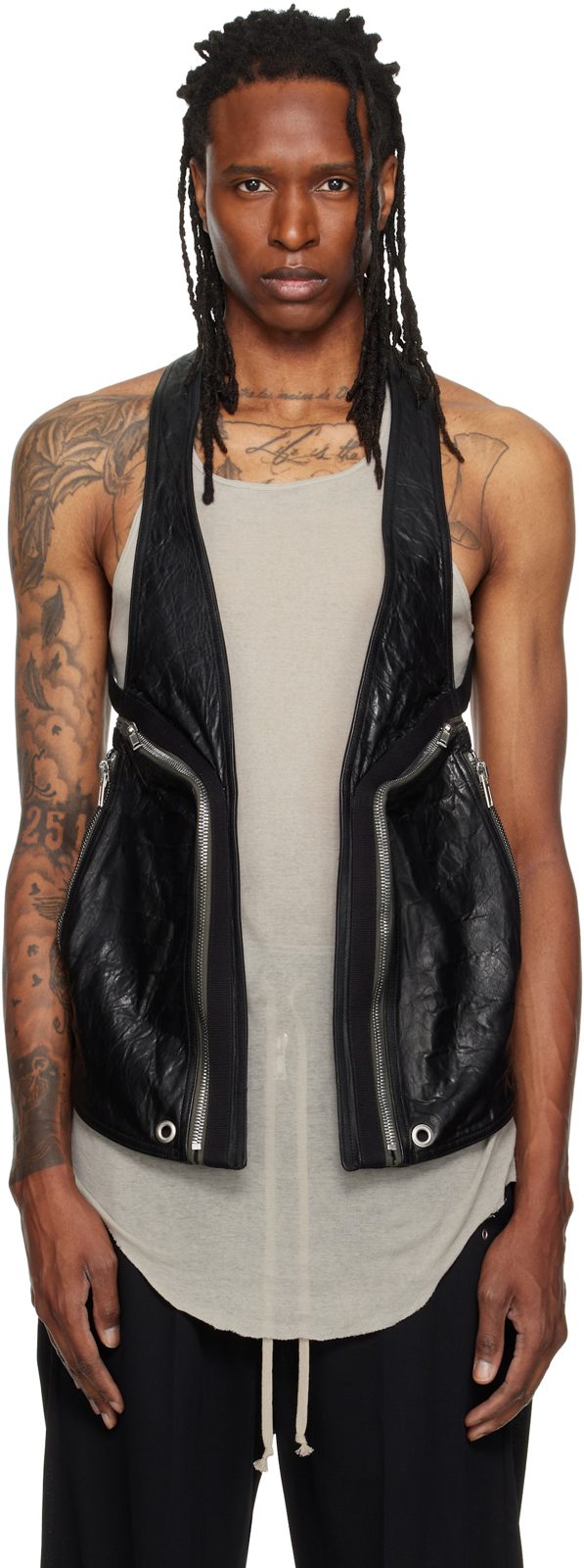 Black Tower Temple Leather Vest 262232M185003