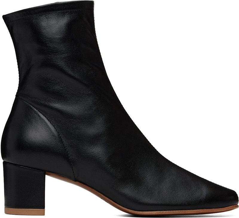 BY FAR Black Sofia Leather Ankle Boots 262289F113005