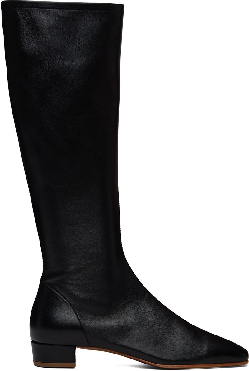 BY FAR Black Edie Leather Knee-High Boots 262289F115001
