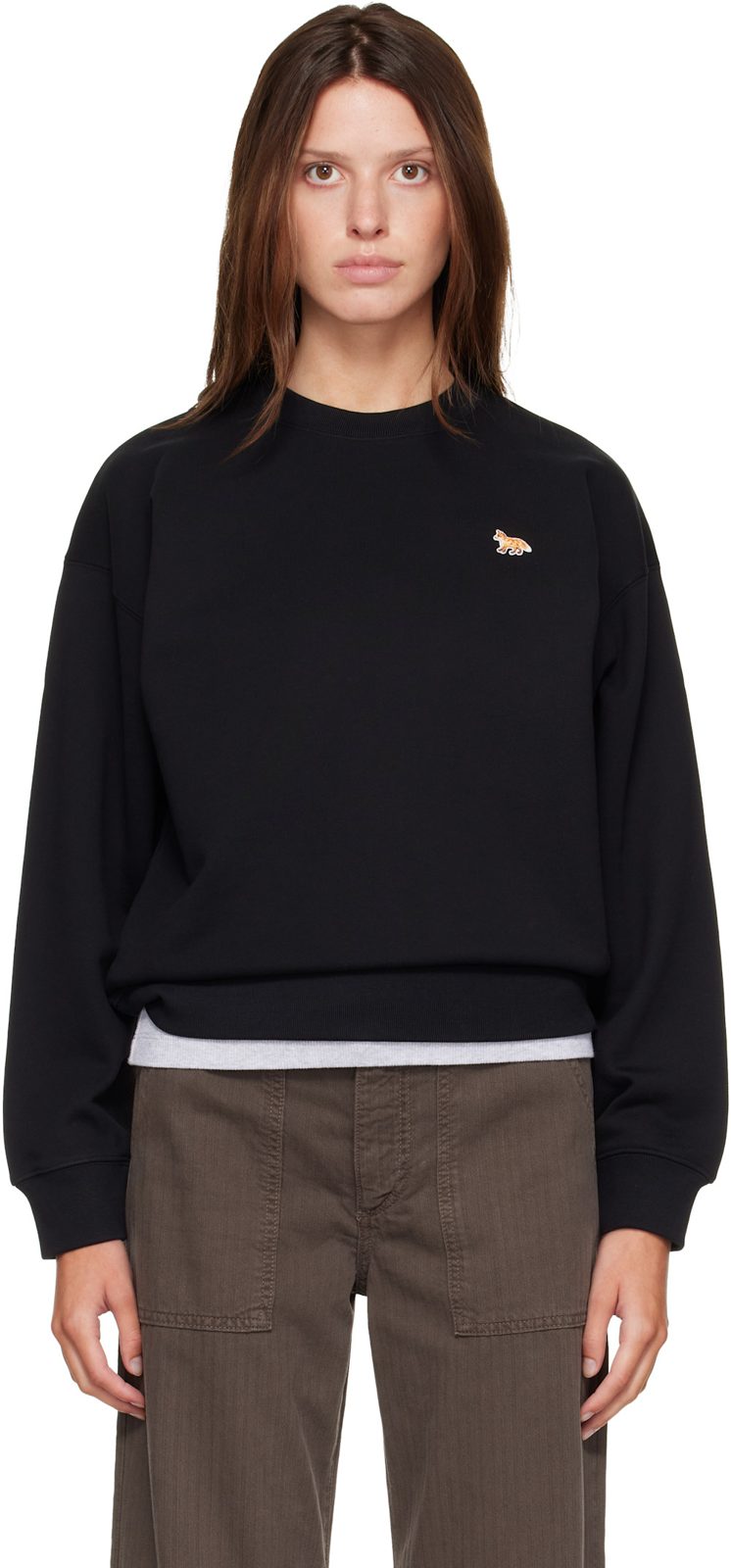Maison Kitsune Black Baby Fox Comfort Sweatshirt 262389F098001