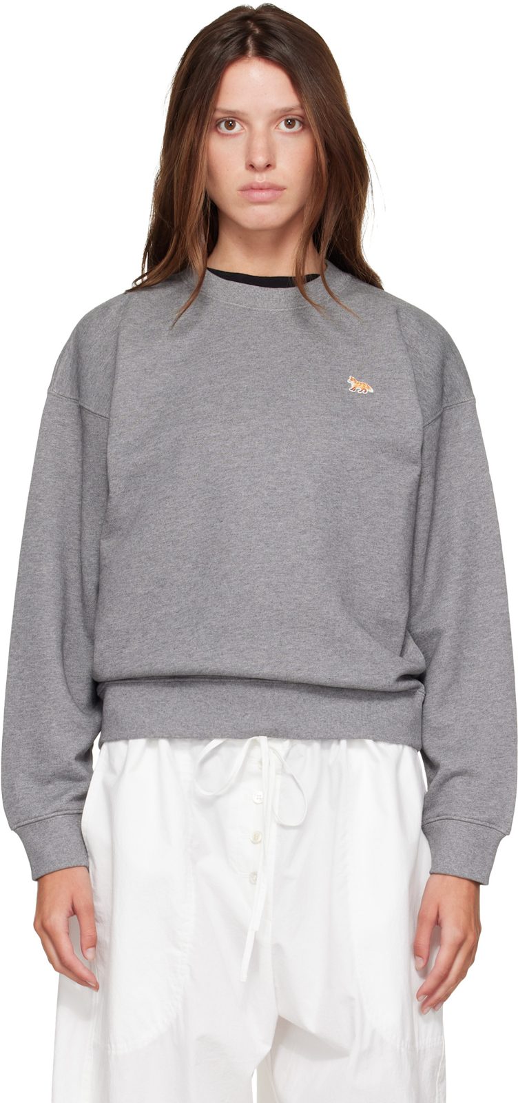 Maison Kitsune Gray Baby Fox Comfort Sweatshirt 262389F098000