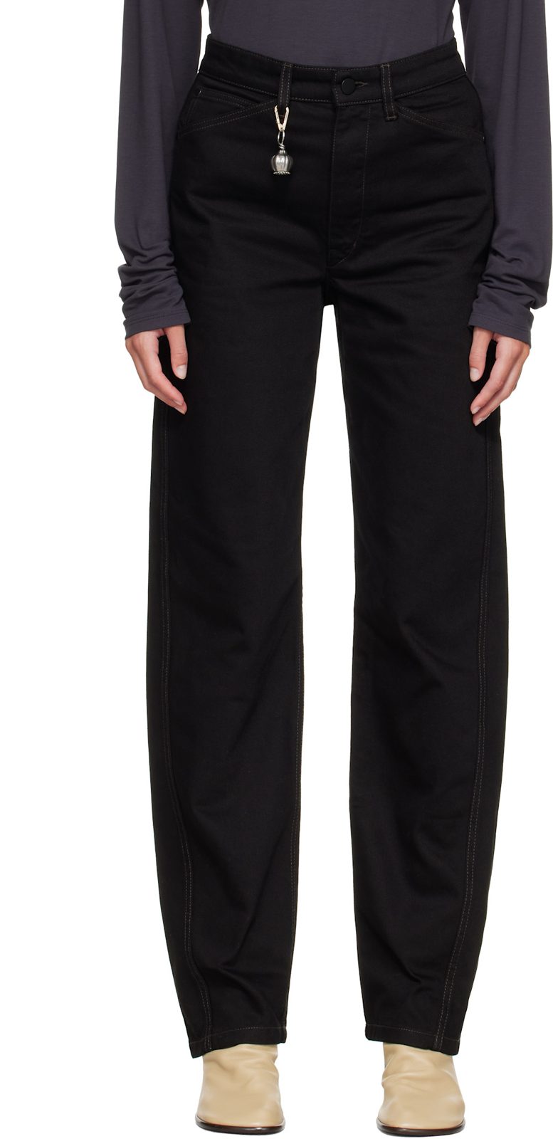 Black Five Pockets Twisted Jeans 262646F087007