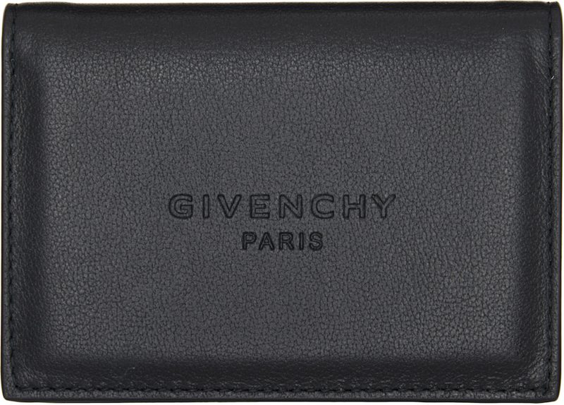 Black Antigona Stamped Flap Card Holder 261278M163003
