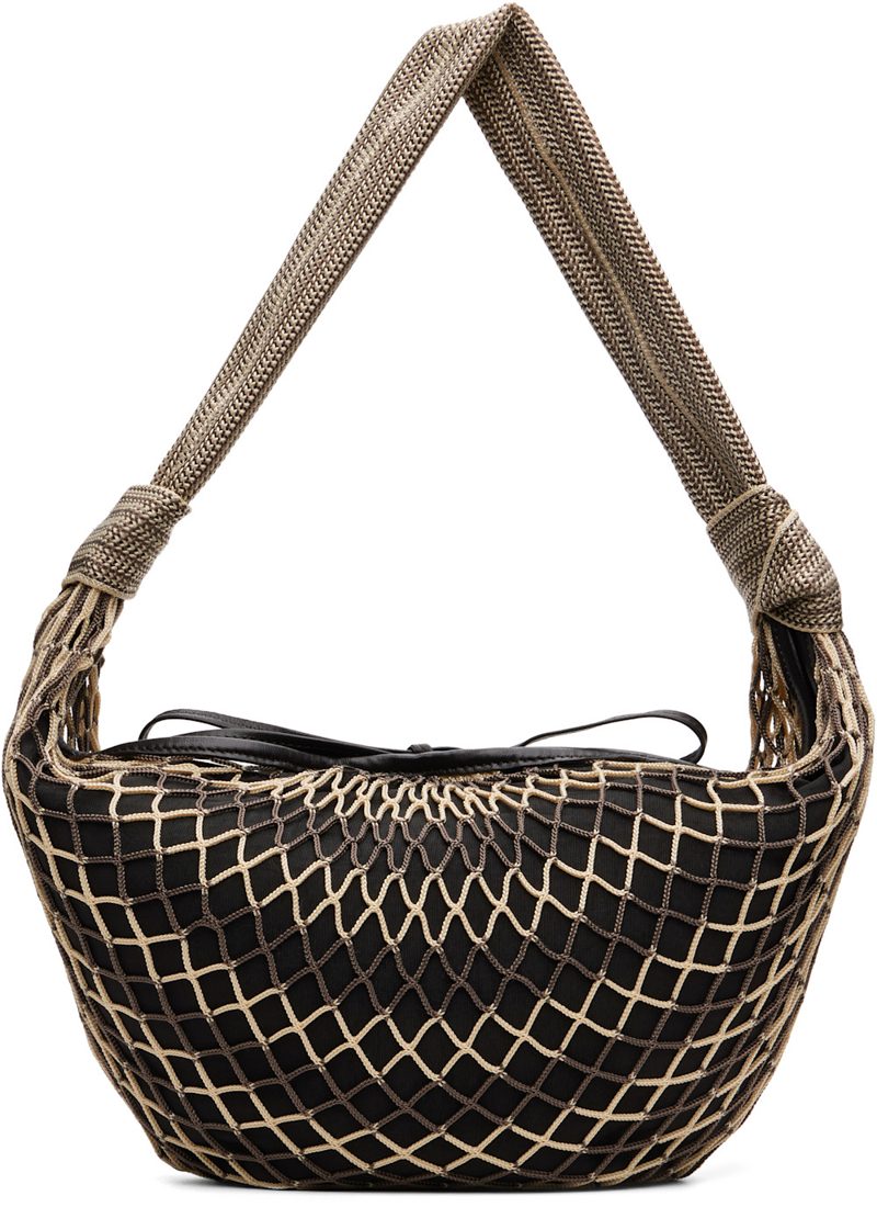 Beige & Brown Fortune Croissant Filt Bag 262646M170071