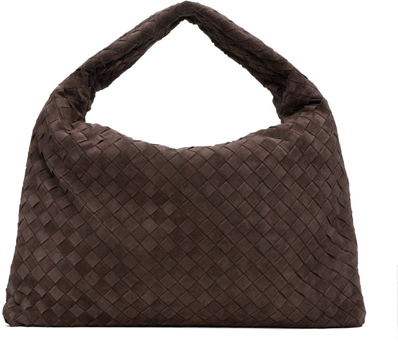 Brown New Small Hop Intrecciato Suede Bag 252798F048035