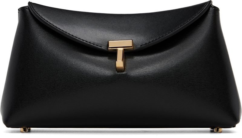 TOTEME Black Mini T-Lock Leather Clutch 261771F044026