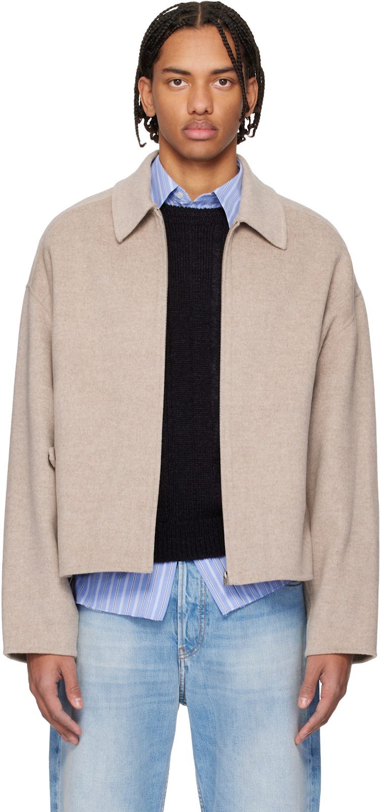 Beige Cashmere Jacket 261129M180022