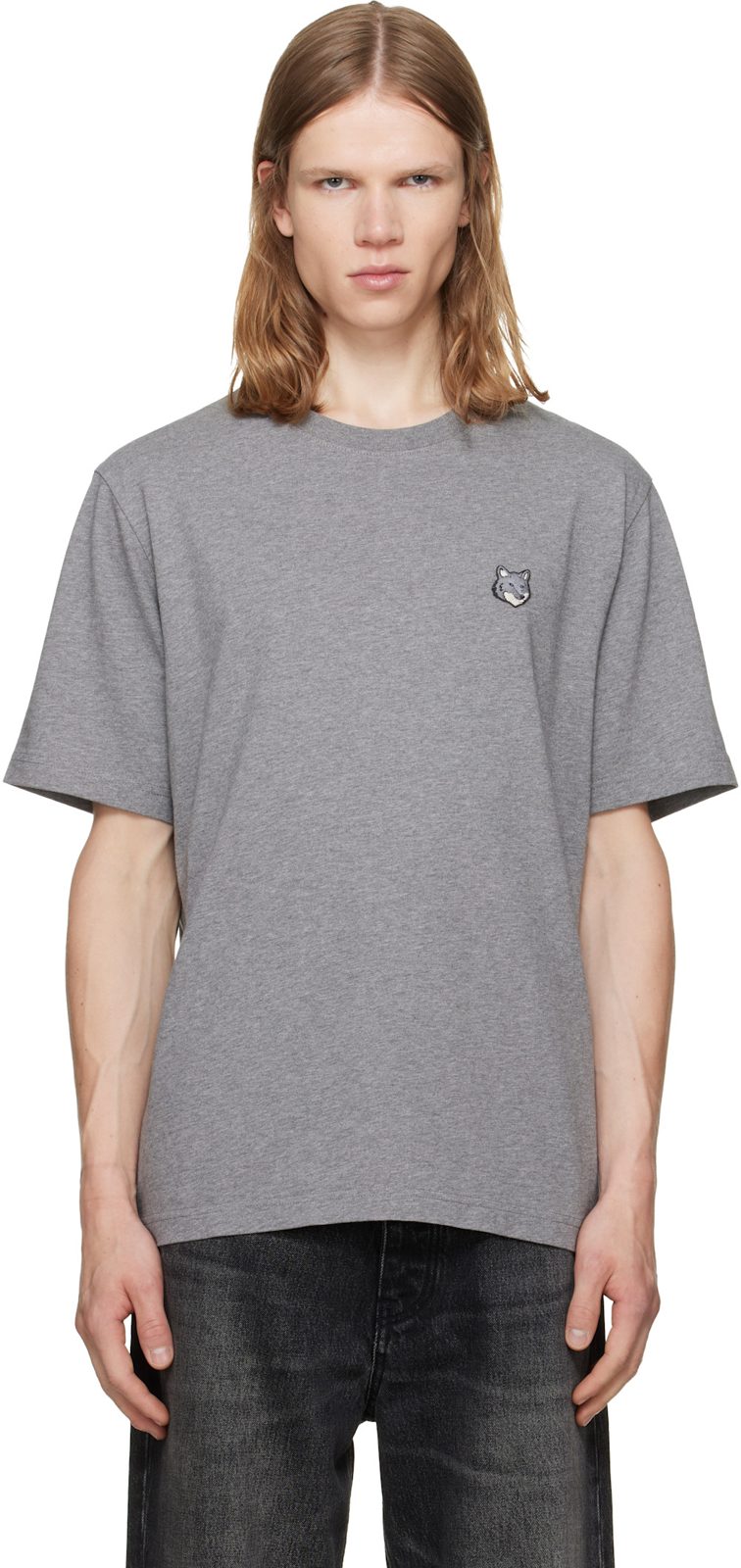 Maison Kitsune Gray Fox Head Comfort T-shirt 262389M213040