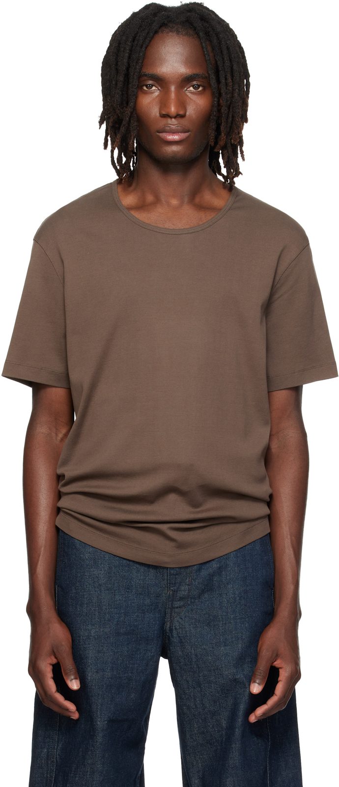 Brown Scoop-Neck T-shirt 262646M213001
