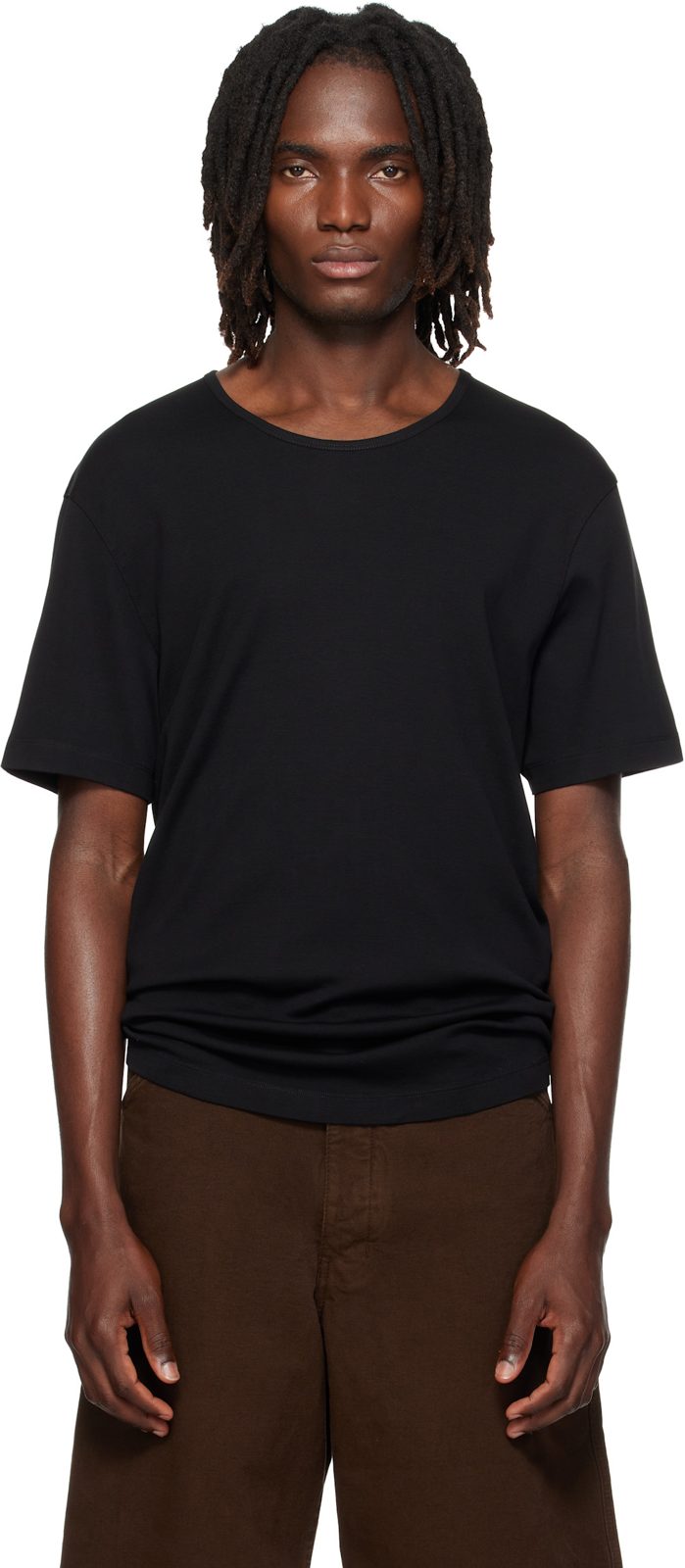 Black Scoop-Neck T-shirt 262646M213000
