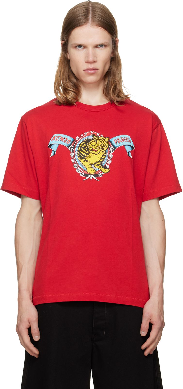 Red [겐조] Paris Jumping Tiger T-shirt 262387M213014