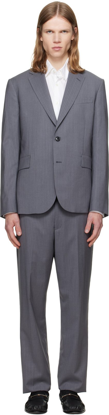 Paul Smith Gray The Soho Tailored-Fit Pinstripe Wool Suit 262260M196002