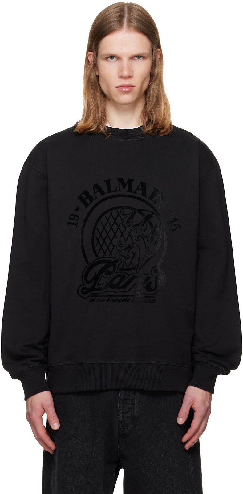 Black [발망] Quilted Flock Sweatshirt 262251M204000