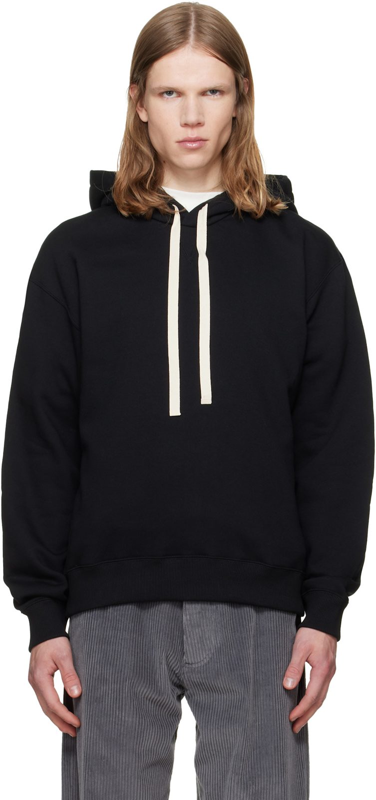 Black Cotton Hoodie 262249M202006
