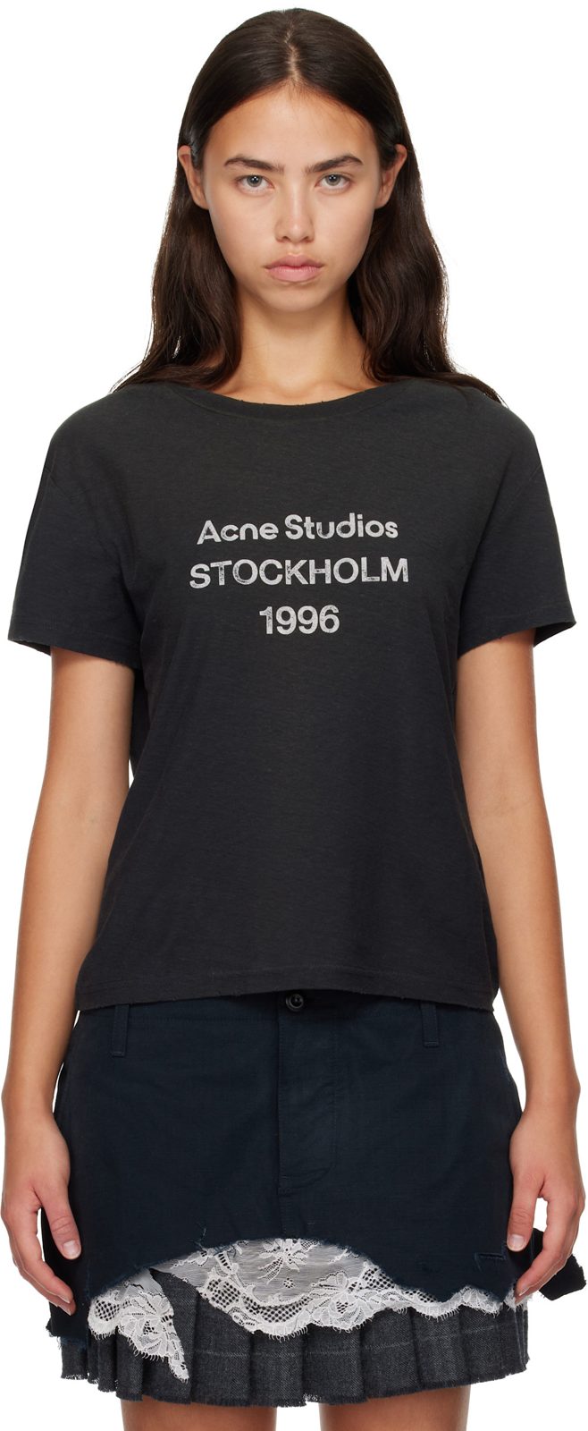 Black Printed Logo T-shirt 262129F110086