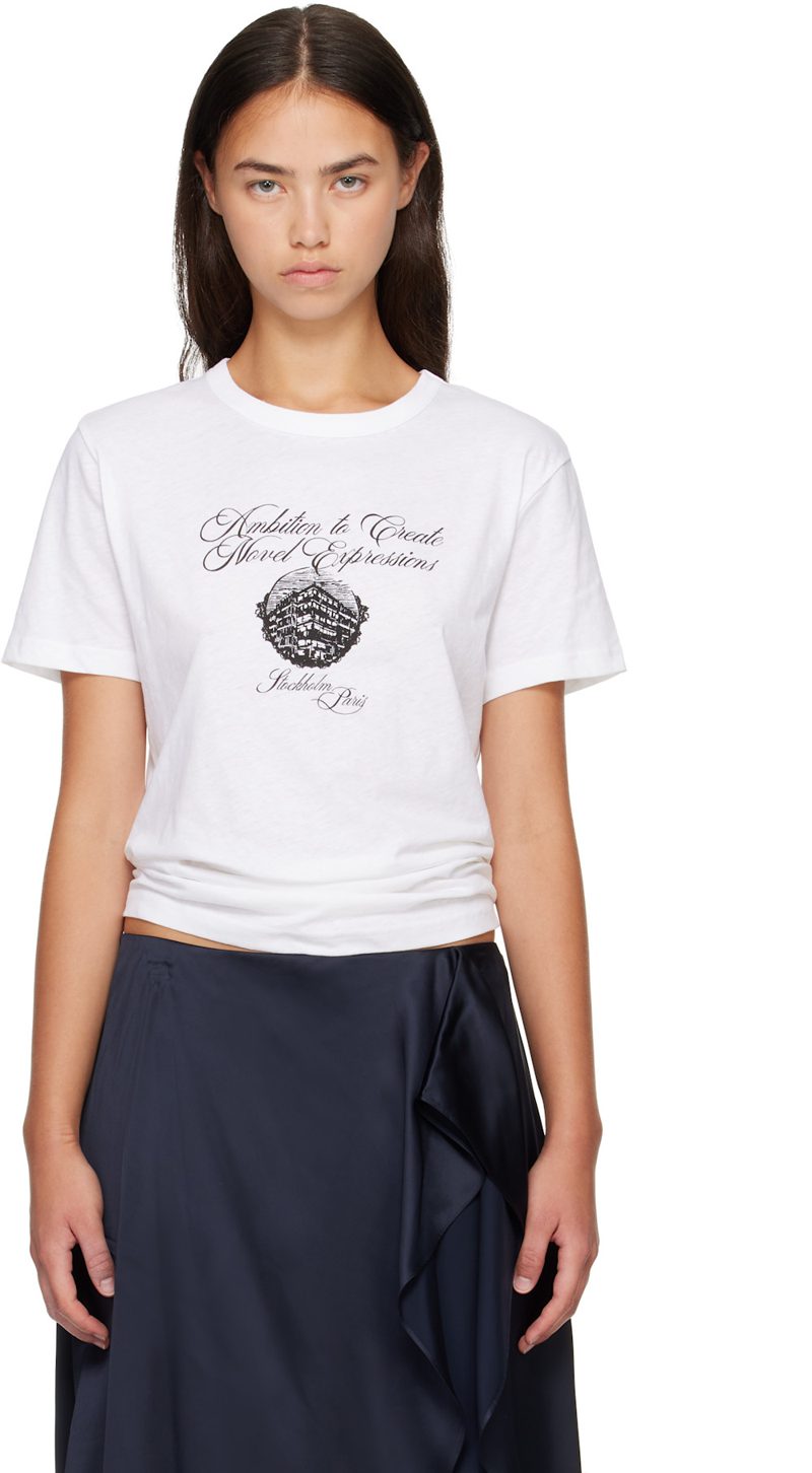 White Graphic Jersey T-shirt 262129F110071