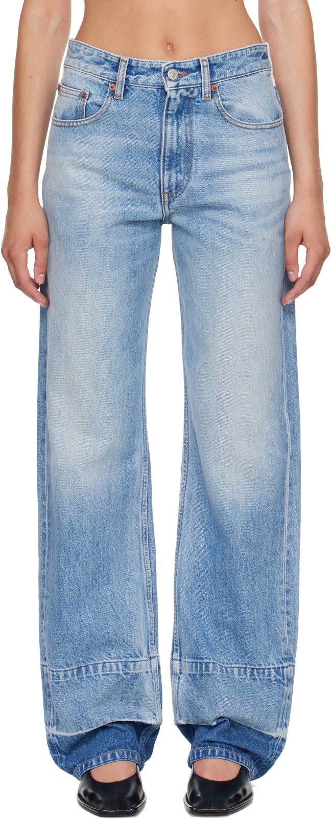 Blue Straight-Leg Jeans 262188F069001