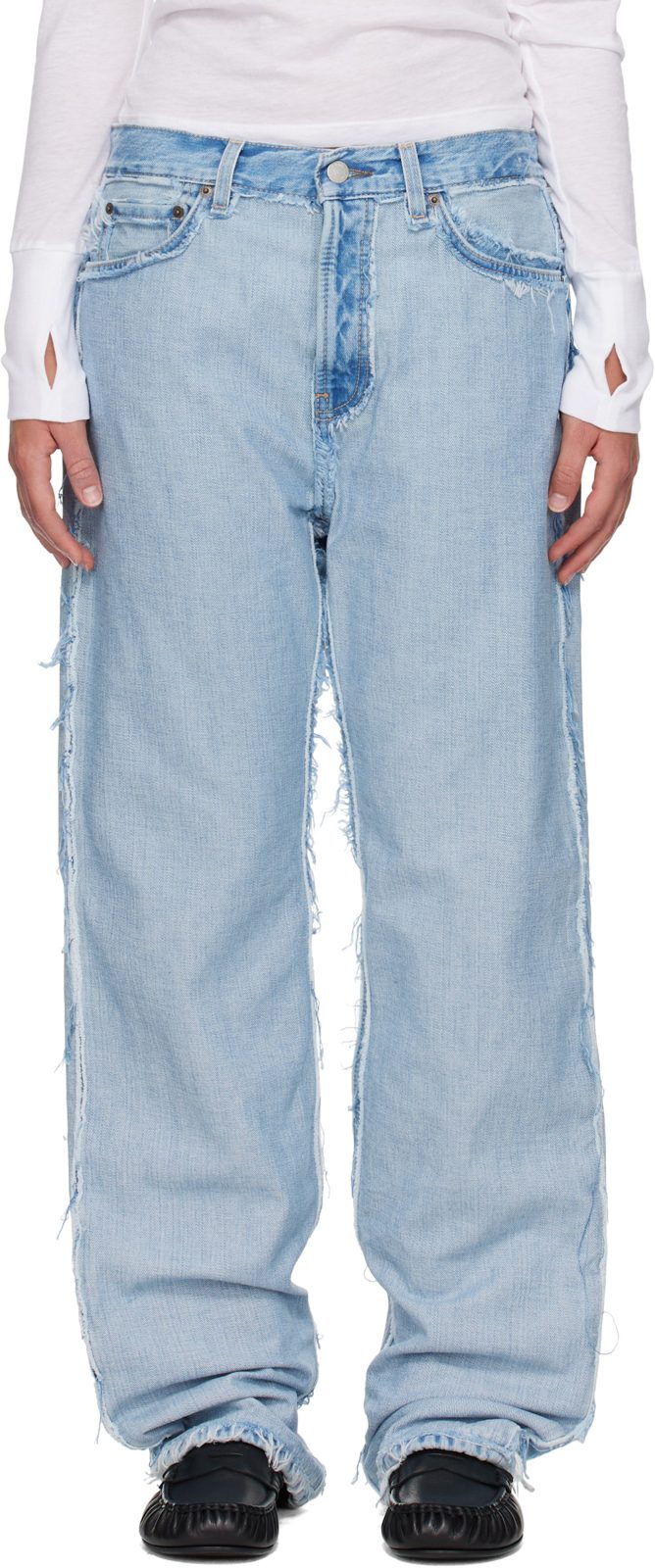 Blue Frayed Jeans 262129F069018