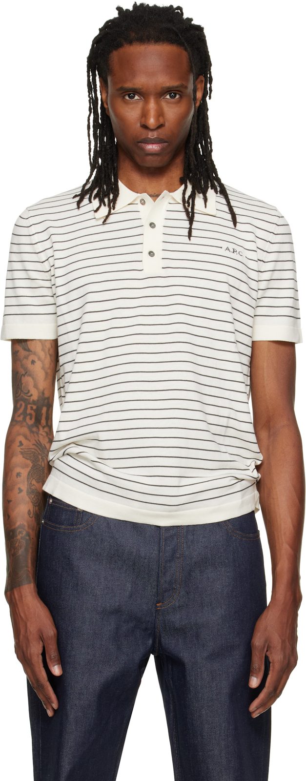 오프화이트 Fitted Striped Polo 262252M212014