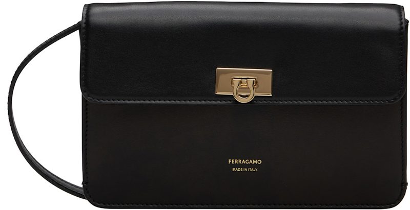 Black Flat Gancini Mini Bag 262270F048011