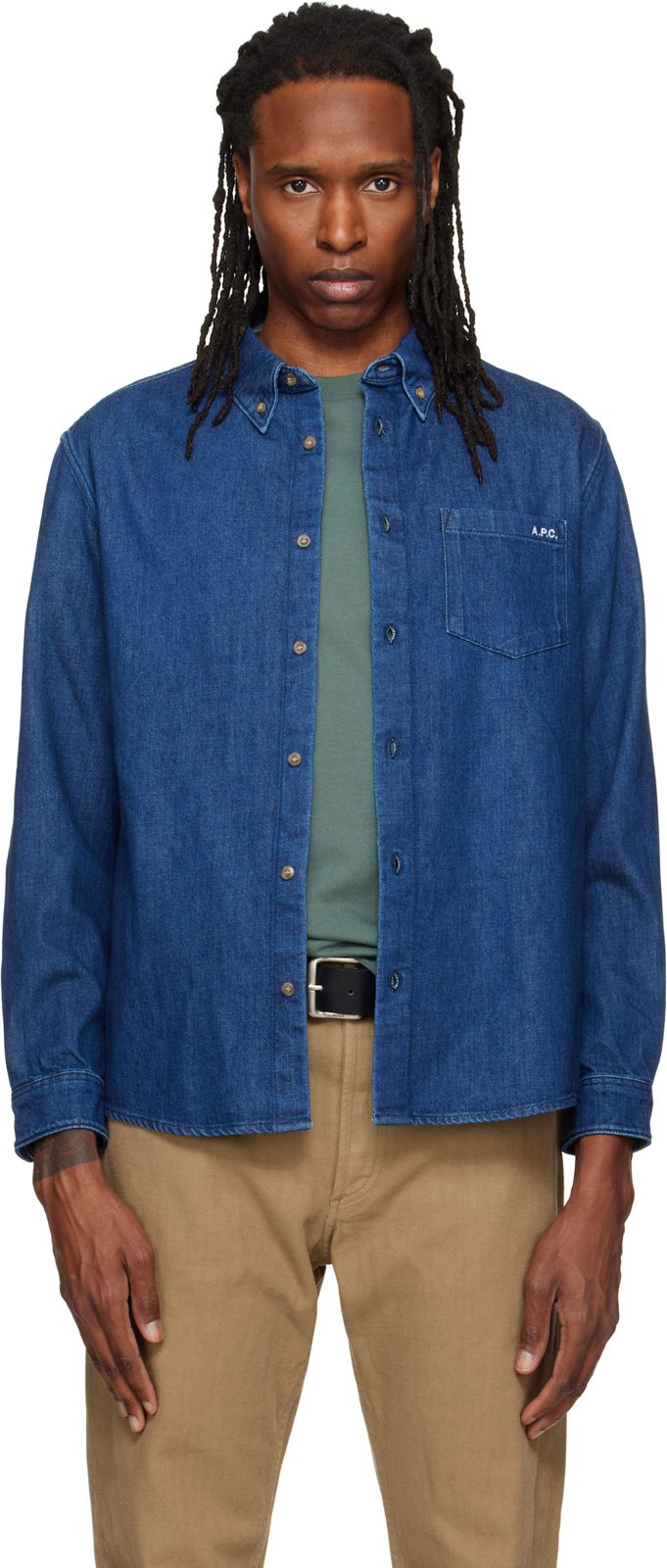 Blue Lightweight Denim Shirt 262252M192008