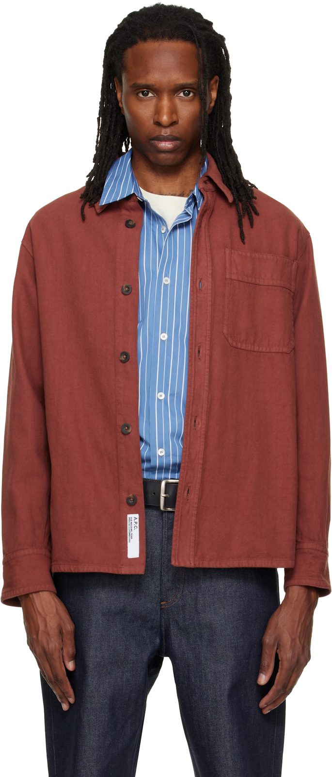 Burgundy Basile Logo Overshirt 262252M192028