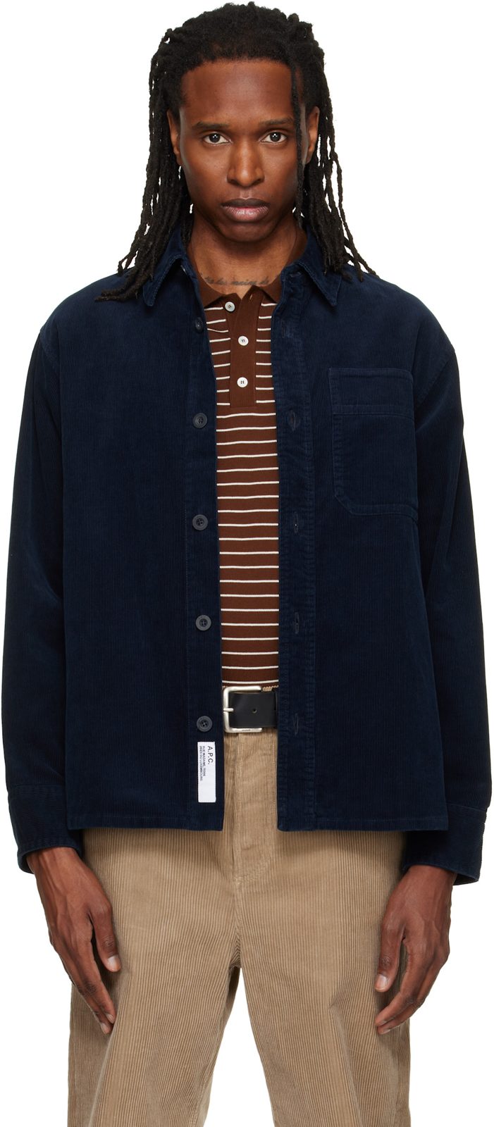 Navy Basile Logo Overshirt 262252M192025