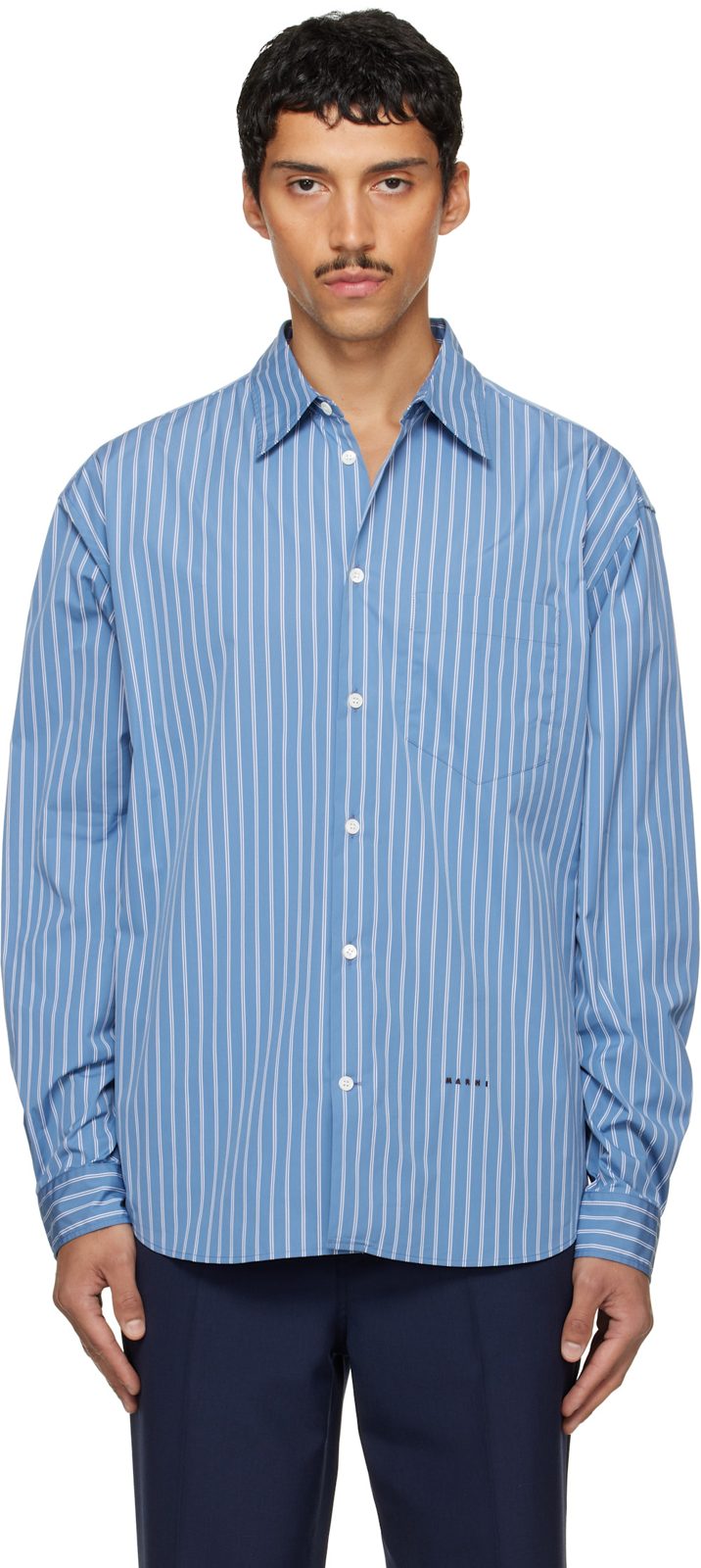 Marni Blue Striped Shirt 262379M192007