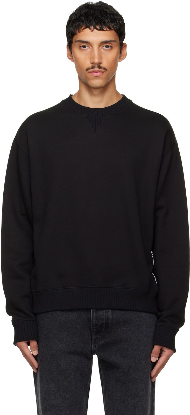 Black Cotton Terry Crew-Neck Sweatshirt 262249M204005
