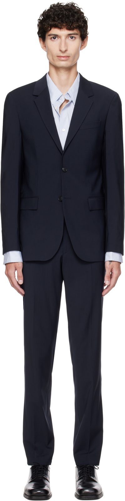 Navy Two-Piece Slim-Fit Stretch Virgin Wool Suit 262085M196003