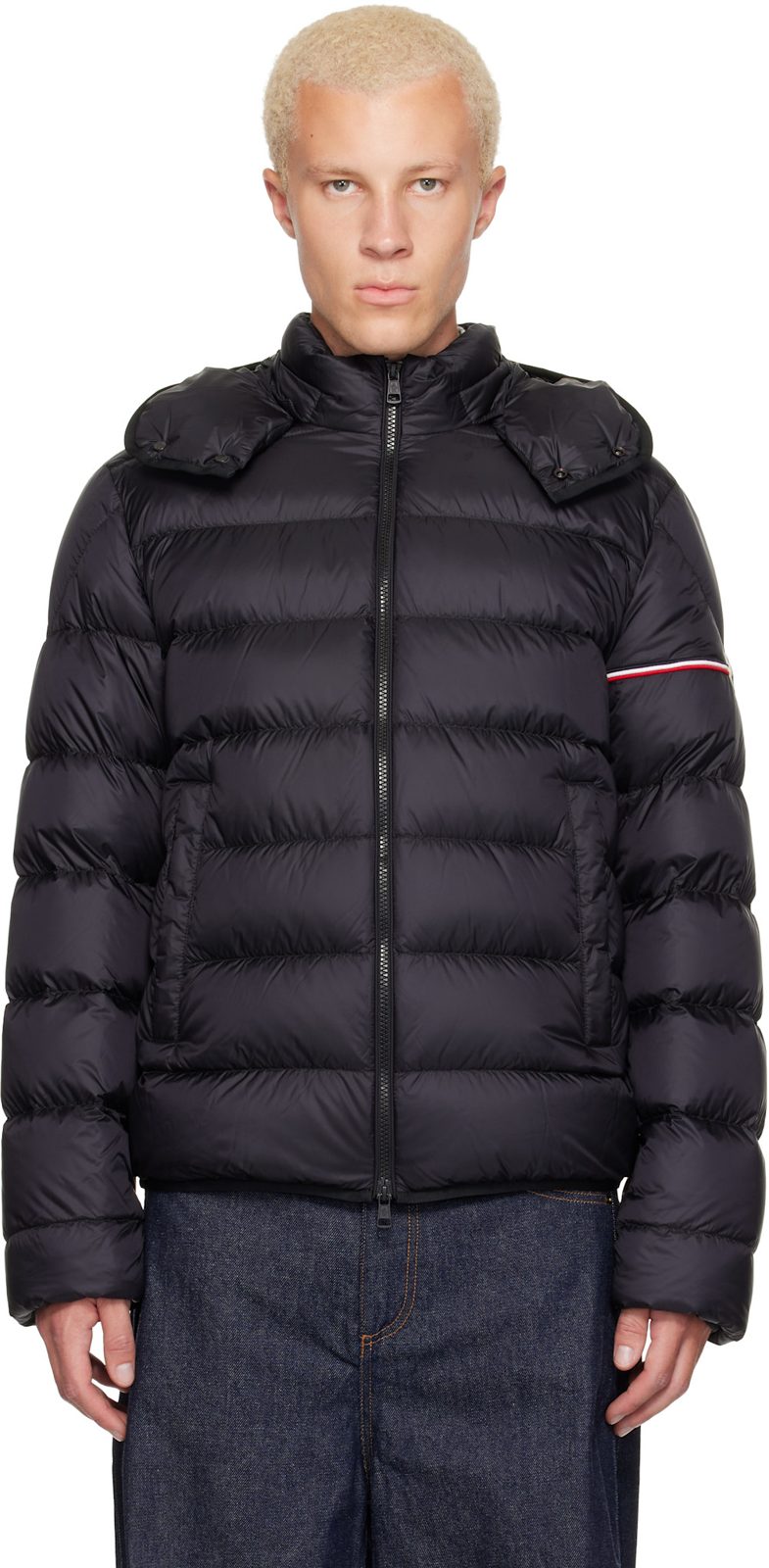 Black Ravenlock Hooded Short Down Jacket 262111M178048