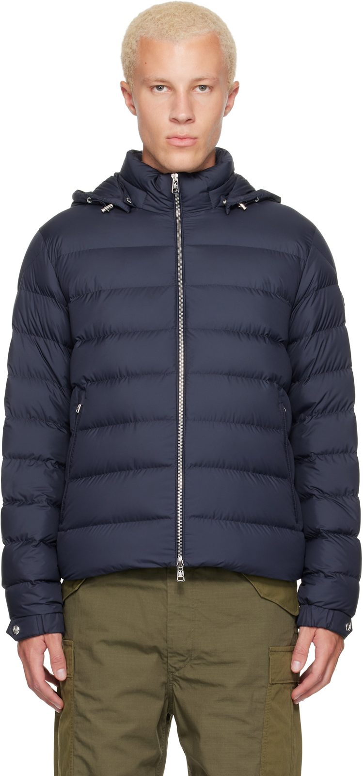 Navy Arneb Hooded Short Down Jacket 262111M178012