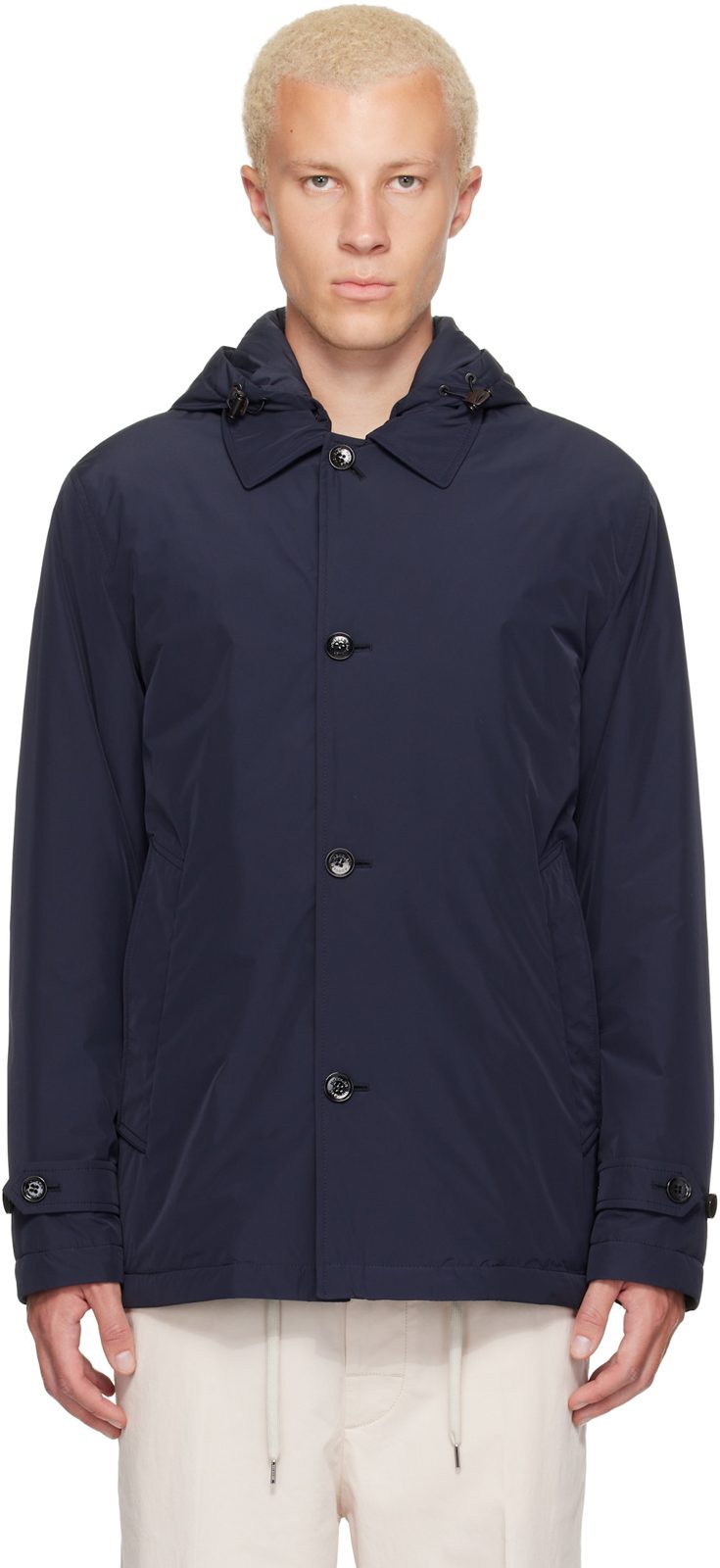Navy Evrine Hooded Down Parka Jacket 262111M178008