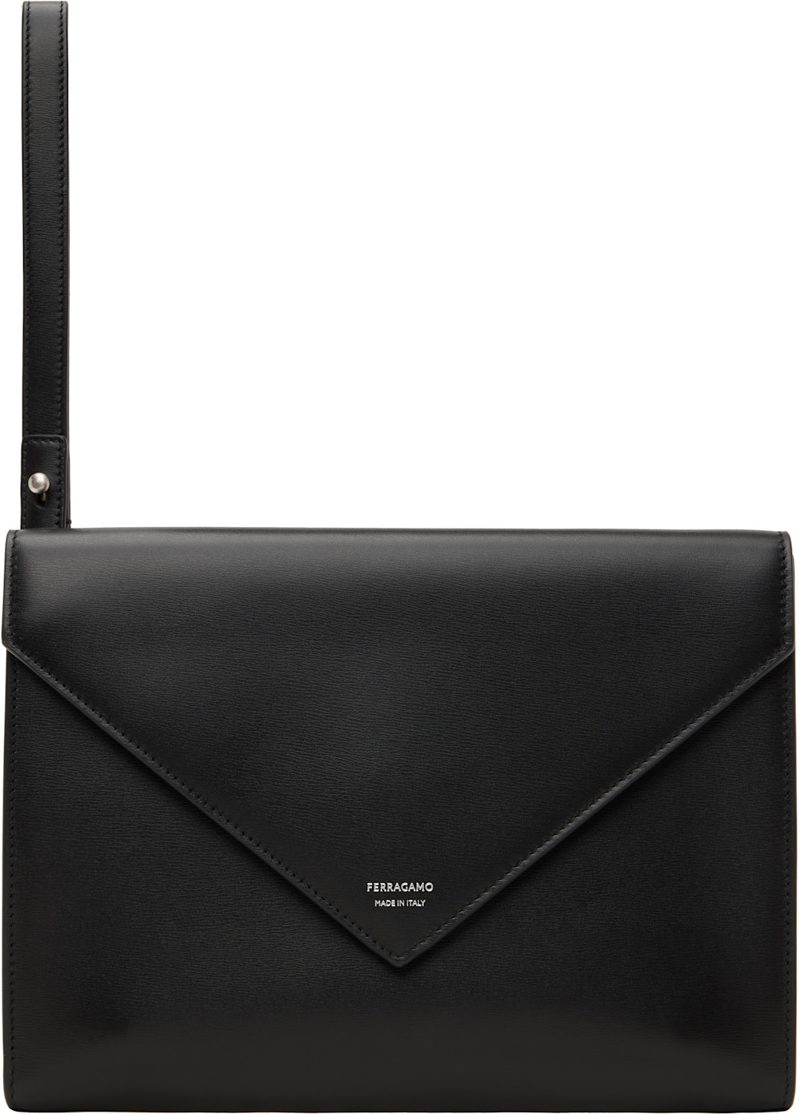 Black Leather Document Pouch 262270M163001