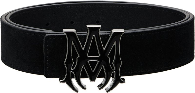Black MA Suede 4cm Belt 262886M131003