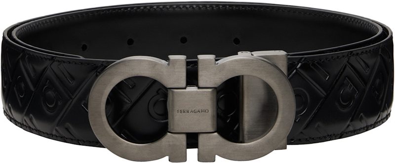 Black Reversible & Adjustable Gancini Belt 262270M131011
