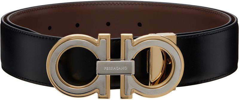 Black Reversible & Adjustable Gancini Belt 262270M131000