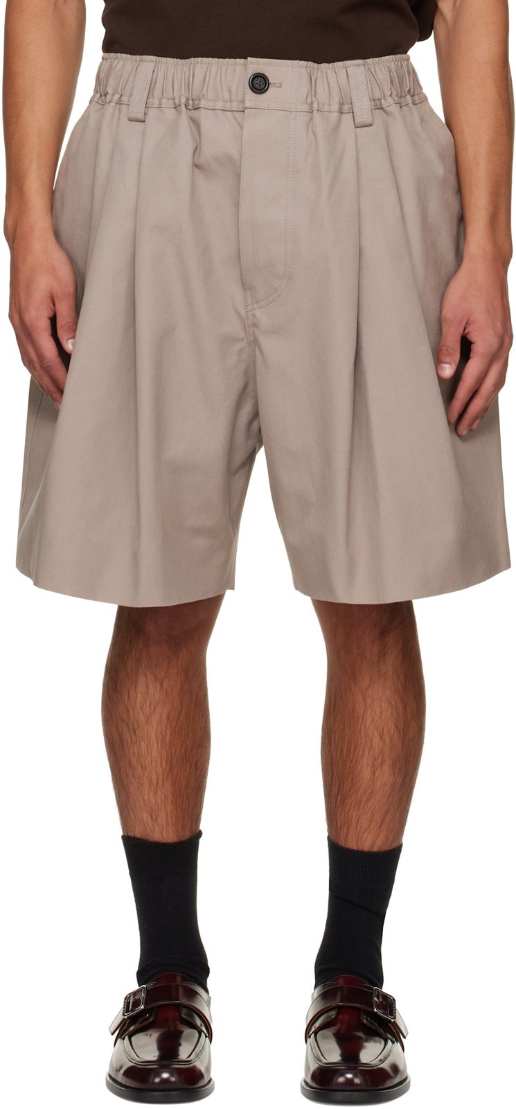 Marni Gray Canvas Pleats Shorts 262379M191012