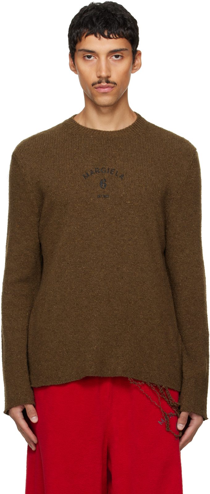 Khaki Wool Blend Sweater 262188M201001