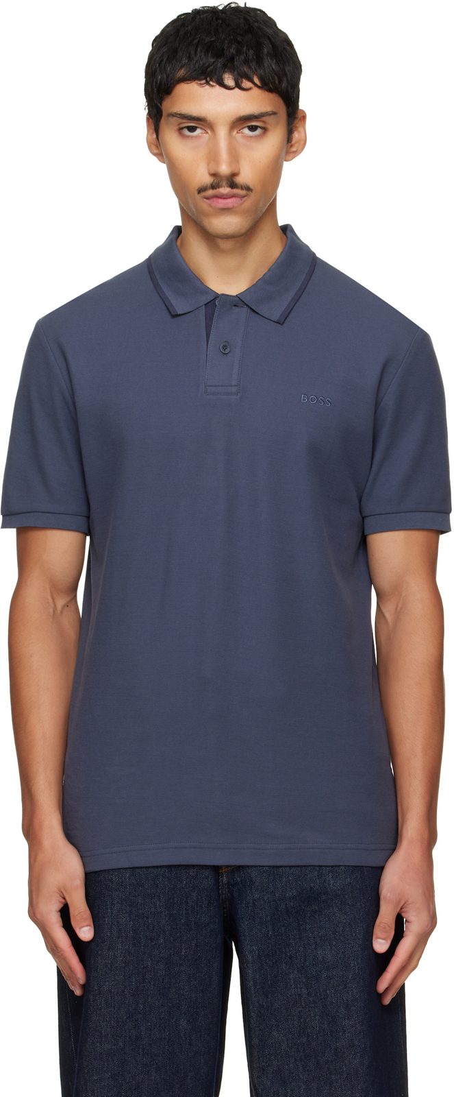 Navy Regular-Fit Honeycomb-Structured Cotton Pique Polo 262085M212016