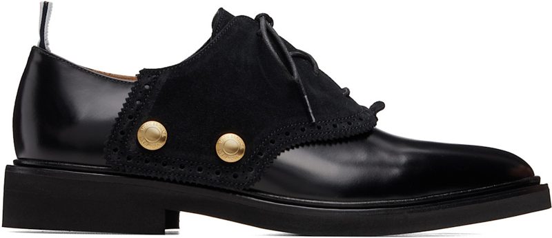 Black Soft Spazzolato Micro Sole Saddle Derbys 262381M225000