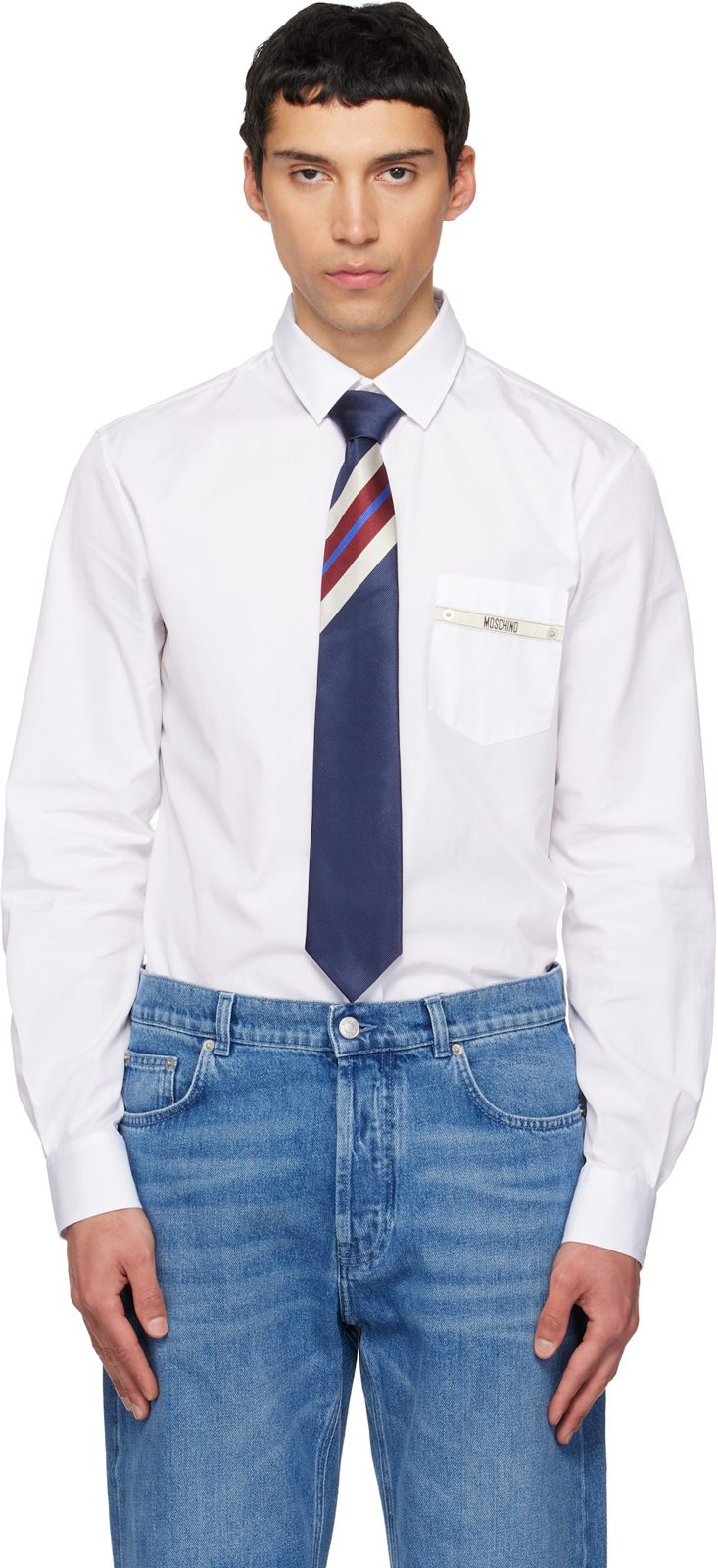 White Moschino Tape Shirt 261720M192007