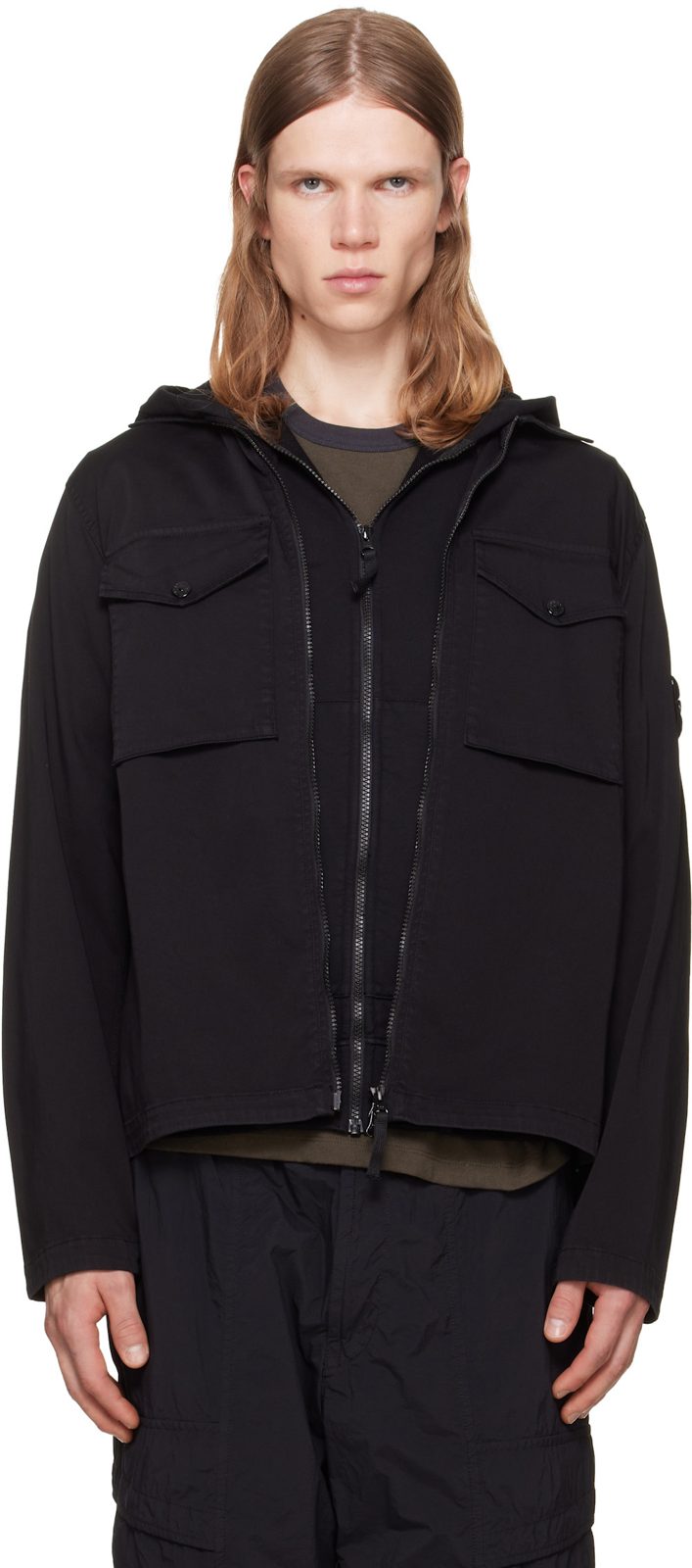 Black 1200010 Cotton Organic Satin Overshirt 262828M192023