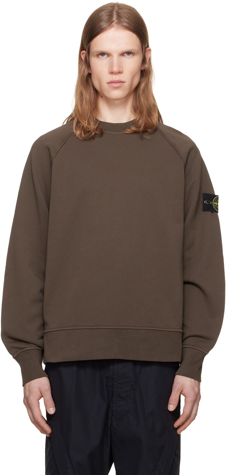 Brown Organic Cotton Fleece Sweatshirt 262828M204009