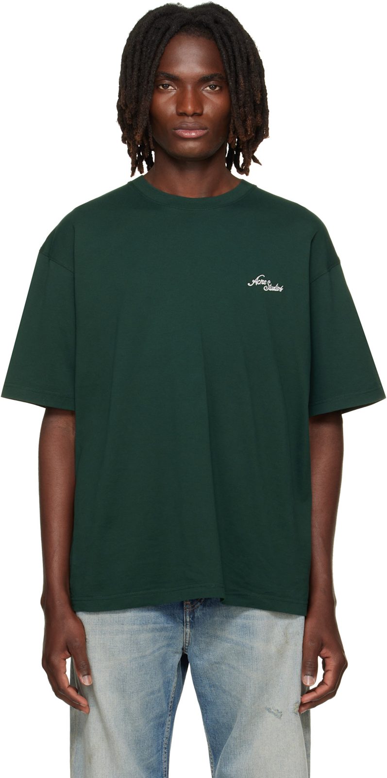 Green Embroidered-Logo T-shirt 262129M213050