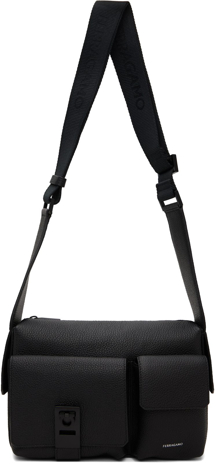Black Utility Crossbody Hug Buckle Bag 262270M170002