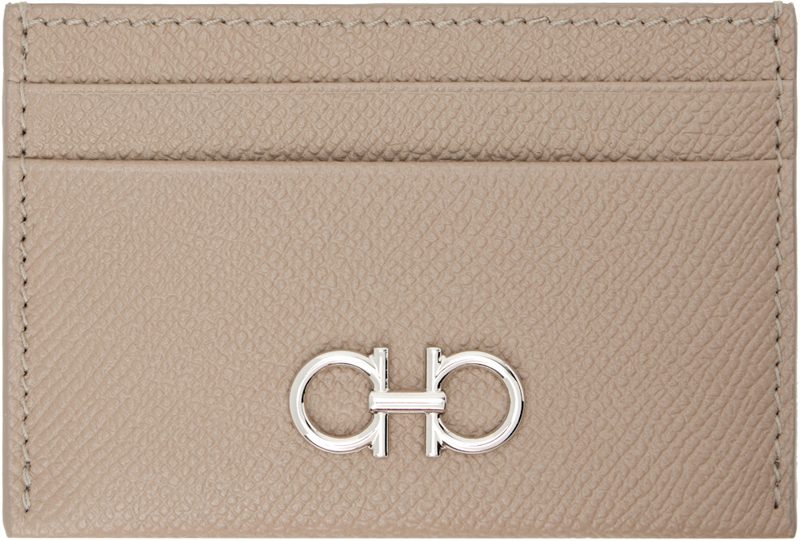 Taupe Gancini Credit Card Holder 262270F040003