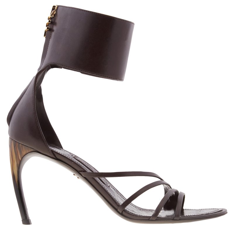 Clethra Curve Heel Leather Sandals